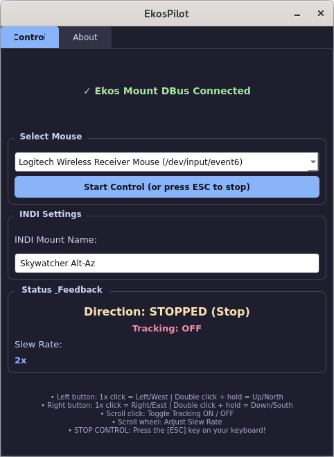 EkosPilot - Mouse Remote Controller for KStars / Ekos / INDI